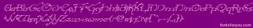 Hollyjingleexpandital-fontti – vaaleanpunaiset fontit violetilla taustalla