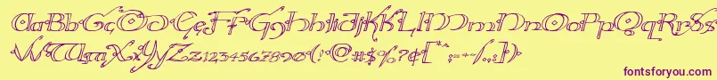 Hollyjingleexpandital Font – Purple Fonts on Yellow Background