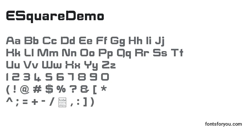 Шрифт ESquareDemo – алфавит, цифры, специальные символы