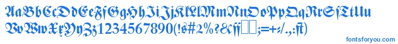 フォントZ690BlackletterBold – 白い背景に青い文字