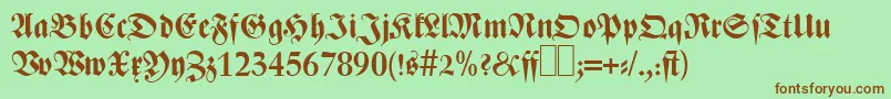 Z690BlackletterBold-fontti – ruskeat fontit vihreällä taustalla