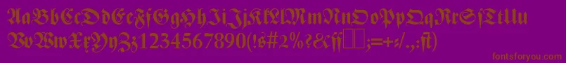 Z690BlackletterBold Font – Brown Fonts on Purple Background