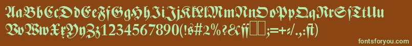 Z690BlackletterBold-Schriftart – Grüne Schriften auf braunem Hintergrund