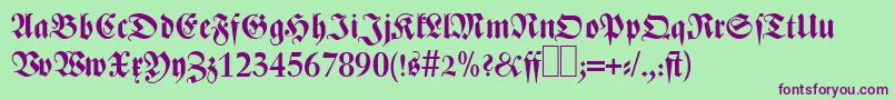 フォントZ690BlackletterBold – 緑の背景に紫のフォント