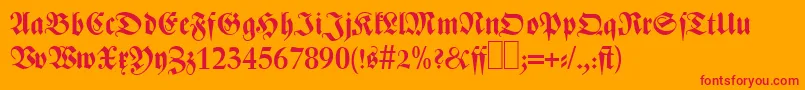 Czcionka Z690BlackletterBold – czerwone czcionki na pomarańczowym tle