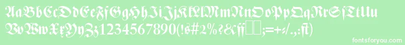 Czcionka Z690BlackletterBold – białe czcionki na zielonym tle
