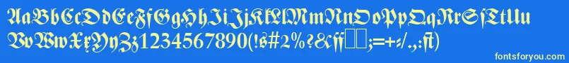 Czcionka Z690BlackletterBold – żółte czcionki na niebieskim tle