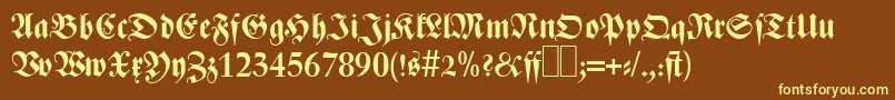 Z690BlackletterBold-Schriftart – Gelbe Schriften auf braunem Hintergrund