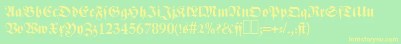 フォントZ690BlackletterBold – 黄色の文字が緑の背景にあります