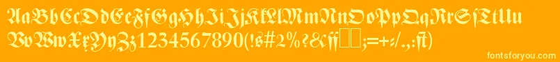 Czcionka Z690BlackletterBold – żółte czcionki na pomarańczowym tle