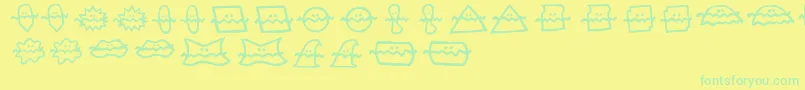 Fonte Do – fontes verdes em um fundo amarelo