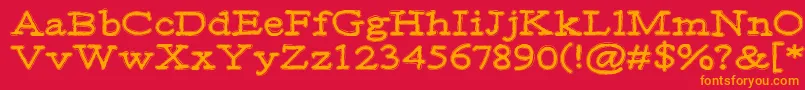 Moa2-Schriftart – Orangefarbene Schriften auf rotem Hintergrund