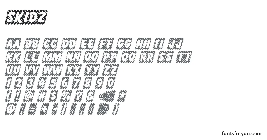 Шрифт Skidz – алфавит, цифры, специальные символы