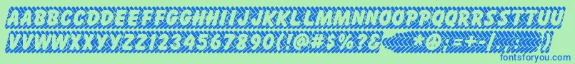 フォントSkidz – 青い文字は緑の背景です。