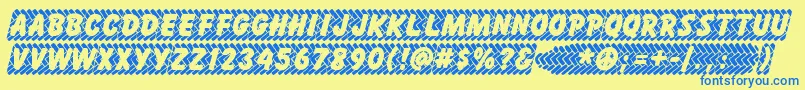 フォントSkidz – 青い文字が黄色の背景にあります。