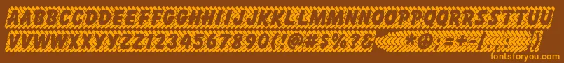 Skidz-Schriftart – Orangefarbene Schriften auf braunem Hintergrund