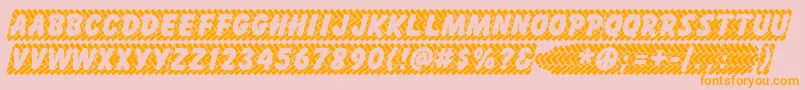 Skidz-Schriftart – Orangefarbene Schriften auf rosa Hintergrund