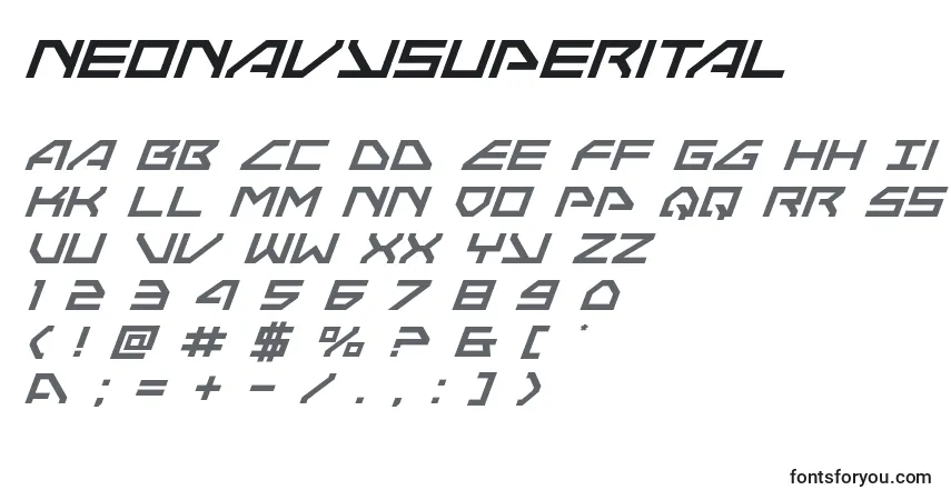 Neonavysuperital Font – alphabet, numbers, special characters