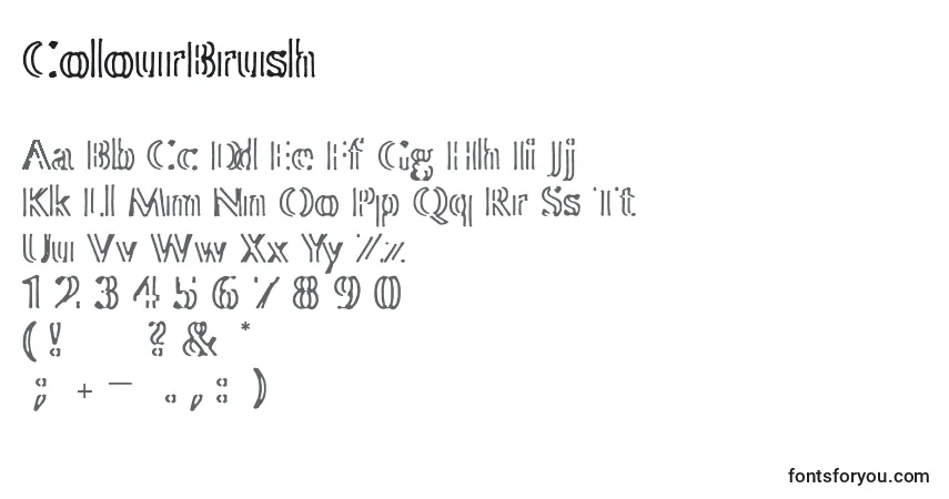 Czcionka ColourBrush – alfabet, cyfry, specjalne znaki