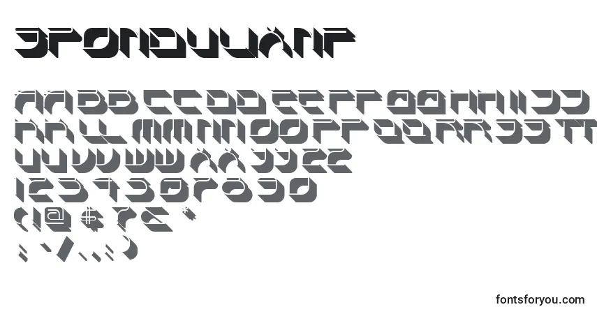A fonte Spondulixnf (54017) – alfabeto, números, caracteres especiais