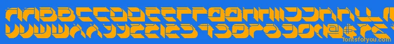 Spondulixnf-Schriftart – Orangefarbene Schriften auf blauem Hintergrund