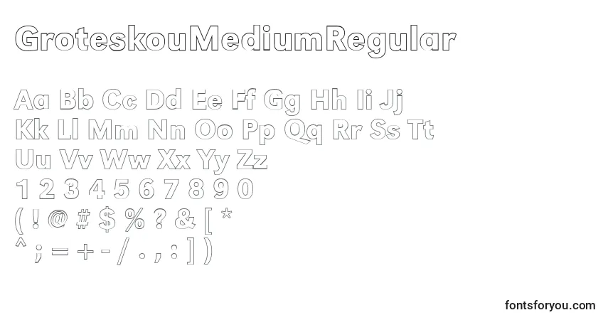 Czcionka GroteskouMediumRegular – alfabet, cyfry, specjalne znaki