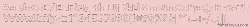 GroteskouMediumRegular-fontti – harmaat kirjasimet vaaleanpunaisella taustalla