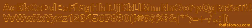 GroteskouMediumRegular-Schriftart – Orangefarbene Schriften auf braunem Hintergrund