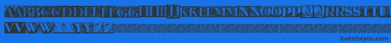 Metalblockserif-Schriftart – Schwarze Schriften auf blauem Hintergrund