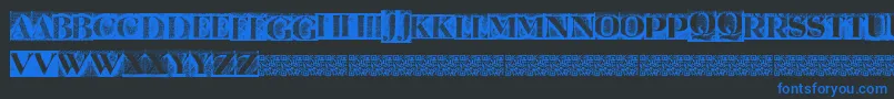 Metalblockserif-Schriftart – Blaue Schriften auf schwarzem Hintergrund