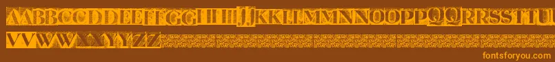 Metalblockserif Font – Orange Fonts on Brown Background