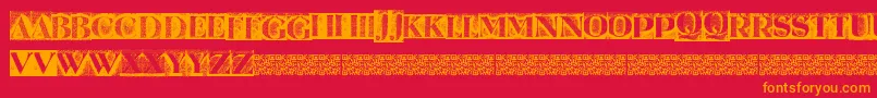 Metalblockserif-fontti – oranssit fontit punaisella taustalla
