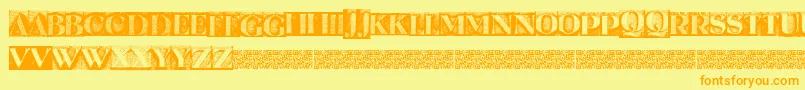 Metalblockserif Font – Orange Fonts on Yellow Background
