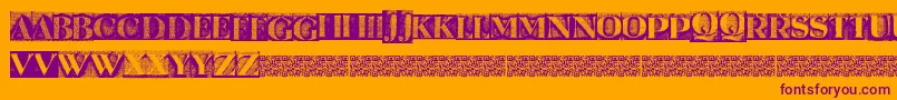 Czcionka Metalblockserif – fioletowe czcionki na pomarańczowym tle