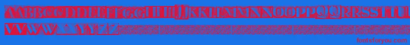 Metalblockserif Font – Red Fonts on Blue Background