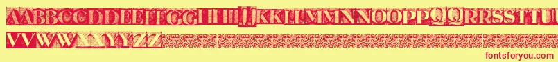 Metalblockserif Font – Red Fonts on Yellow Background