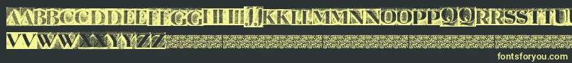 Metalblockserif-fontti – keltaiset fontit mustalla taustalla