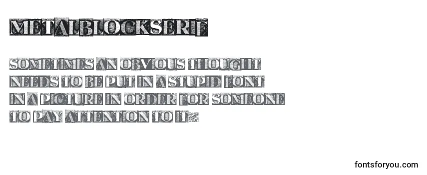 Überblick über die Schriftart Metalblockserif