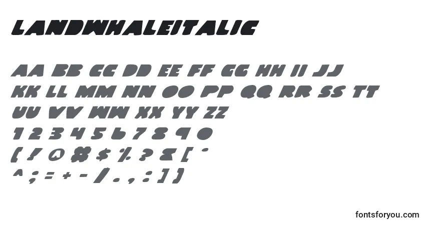 Fuente LandWhaleItalic - alfabeto, números, caracteres especiales