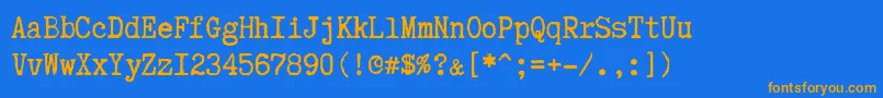 TruetypewriterPolyglott Font – Orange Fonts on Blue Background
