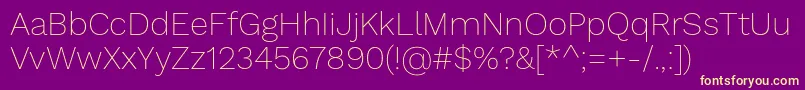 Fonte WorksansThin – fontes amarelas em um fundo roxo