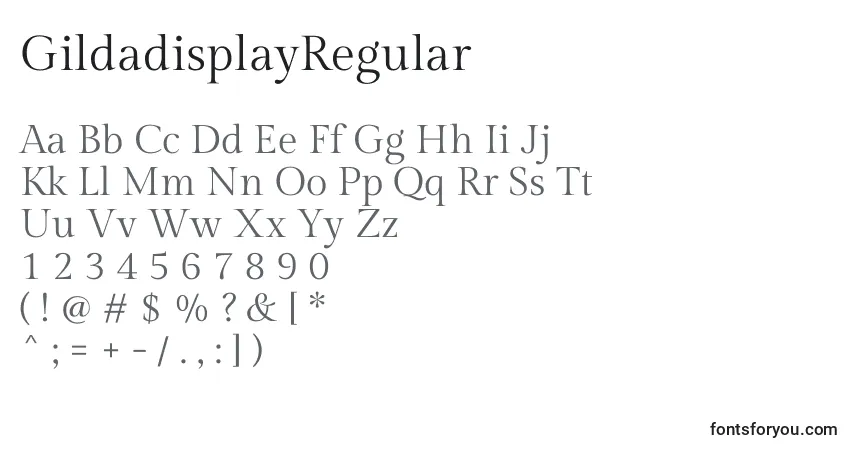 GildadisplayRegularフォント–アルファベット、数字、特殊文字