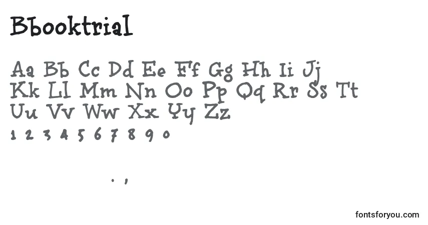 A fonte Bbooktrial (54027) – alfabeto, números, caracteres especiais