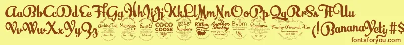 Czcionka BananayetiExtraboldTrial – brązowe czcionki na żółtym tle