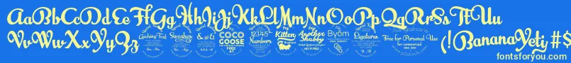 BananayetiExtraboldTrial-Schriftart – Gelbe Schriften auf blauem Hintergrund