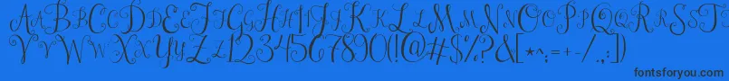 Jandastylishmonogram-Schriftart – Schwarze Schriften auf blauem Hintergrund