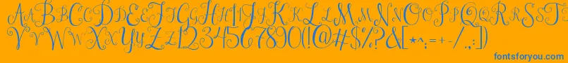 Jandastylishmonogram Font – Blue Fonts on Orange Background