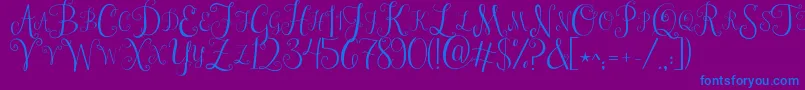 Jandastylishmonogram-Schriftart – Blaue Schriften auf violettem Hintergrund