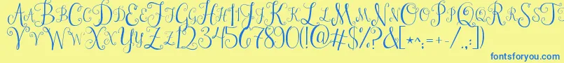 Jandastylishmonogram Font – Blue Fonts on Yellow Background