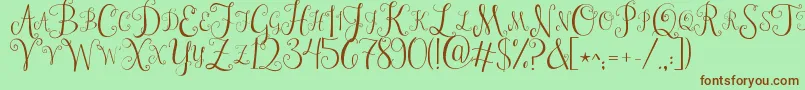 Fonte Jandastylishmonogram – fontes marrons em um fundo verde